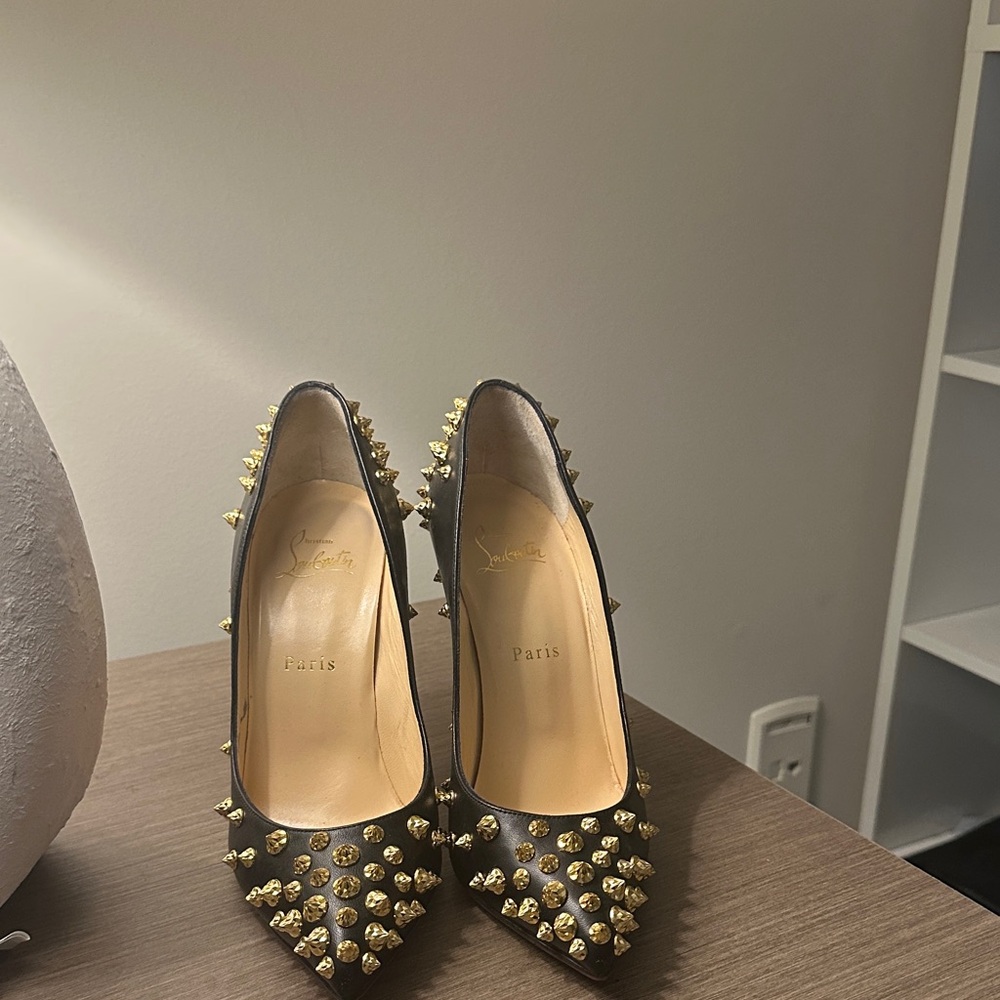 Christian Louboutin Black Heels with Gold Studs